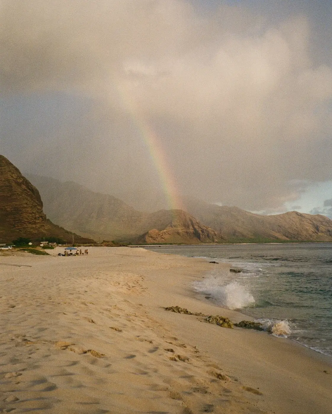 A coastline under a soft sky