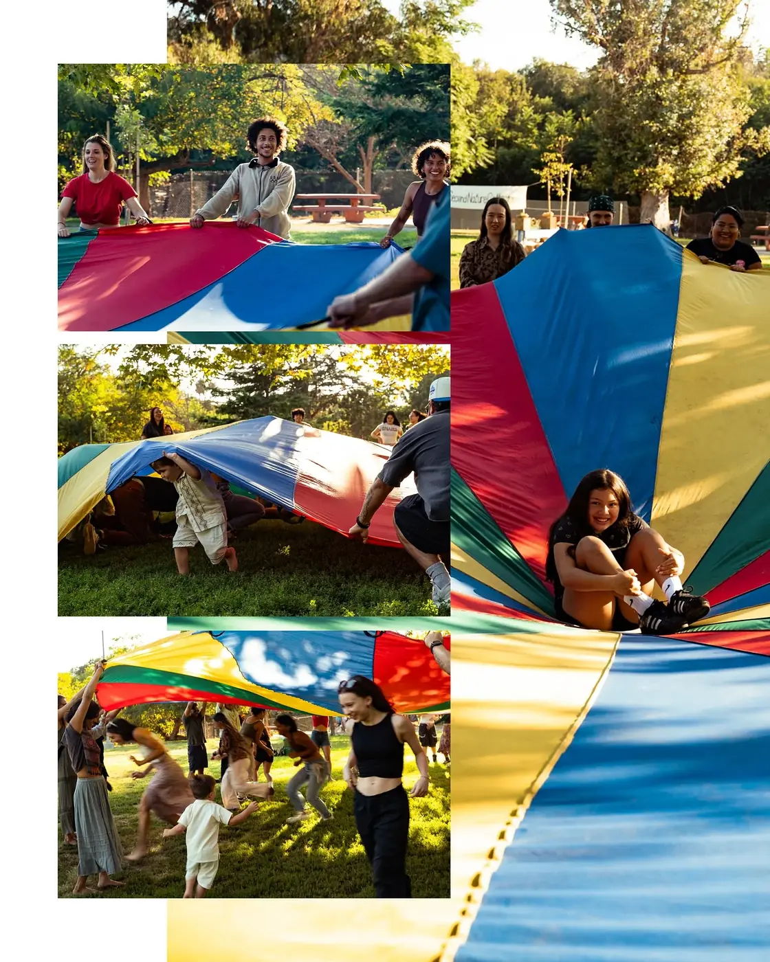 Colorful community craft materials arranged outdoors