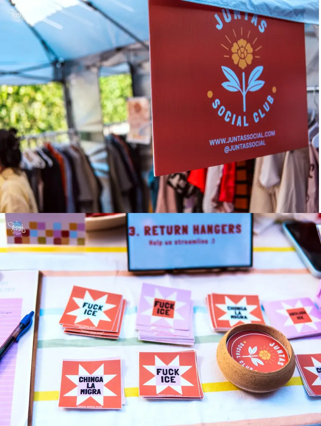 Community vendors and guests gathered under a market tent